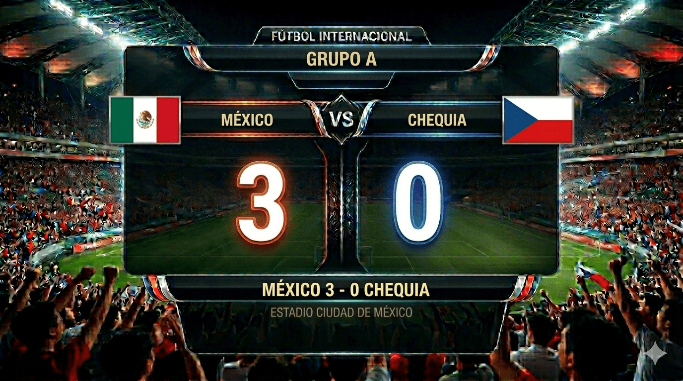 México golea 3-0 a Chequia y sigue con paso perfecto